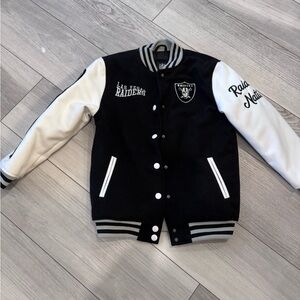 Las Vegas Raiders Women's Bomber Jacket - Black and White